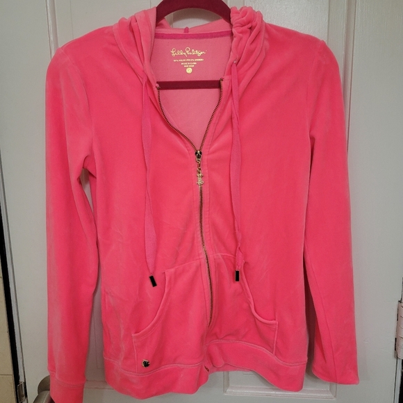 Lilly pulitzer Larina Velour full zip hoodie. - Picture 1 of 13
